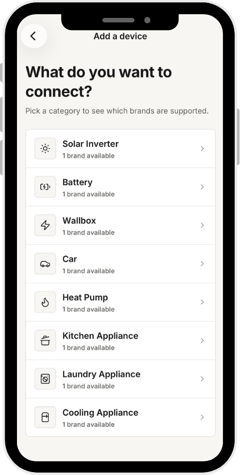 App-Ansicht: Gerät verbinden